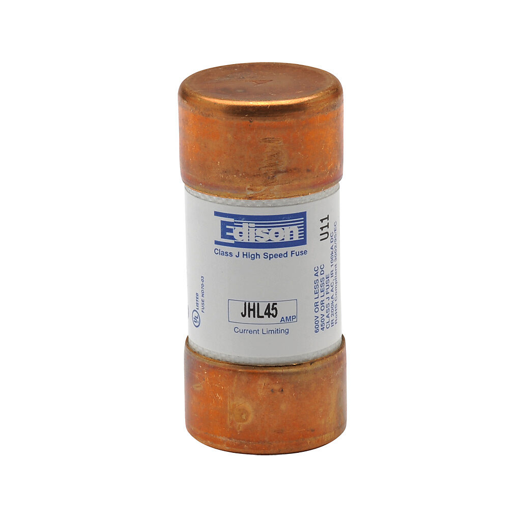 JHL45-1 - Edison drive fuse, JHL series, Class J, current-limiting, high speed, 45A, 600 VAC, ferrule, feeder/branch, semiconductor protection applications.