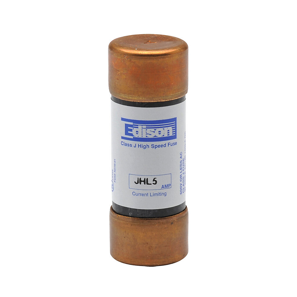 JHL5 - Edison drive fuse, JHL series, Class J, current-limiting, high speed, 5A, 600 VAC, ferrule. Package of 10. Feeder/branch, semiconductor protection applications.