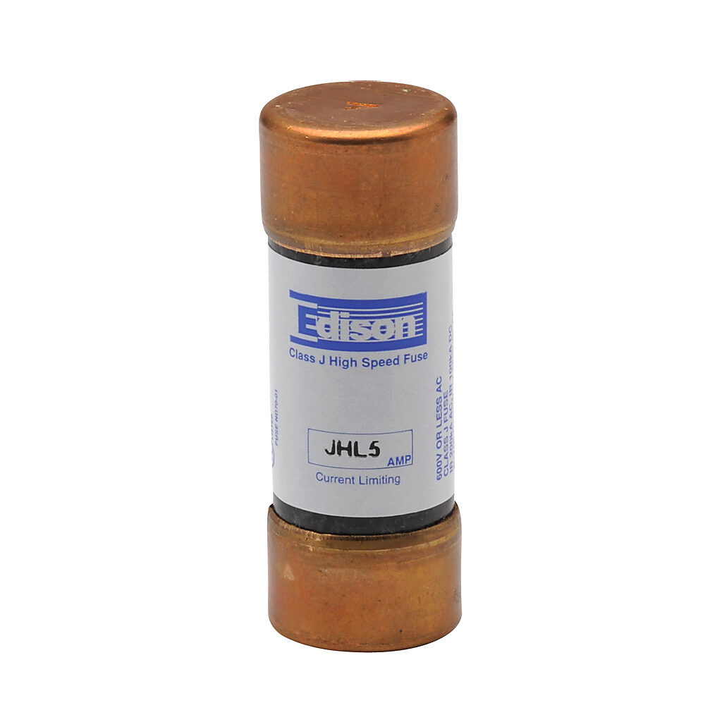 JHL5-1 - Edison drive fuse, JHL series, Class J, current-limiting, high speed, 5A, 600 VAC, ferrule, feeder/branch, semiconductor protection applications.