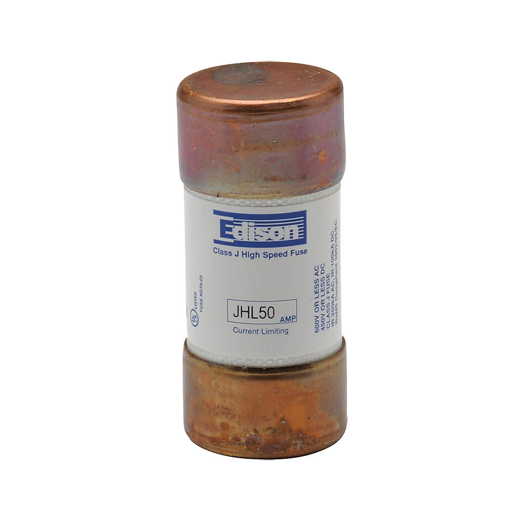 JHL50-1 - Edison drive fuse, JHL series, Class J, current-limiting, high speed, 50A, 600 VAC, ferrule, feeder/branch, semiconductor protection applications.