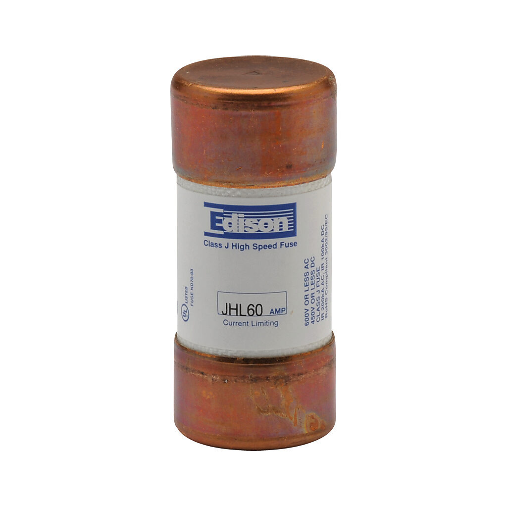 JHL60-1 - Edison drive fuse, JHL series, Class J, current-limiting, high speed, 60A, 600 VAC, ferrule, feeder/branch, semiconductor protection applications.