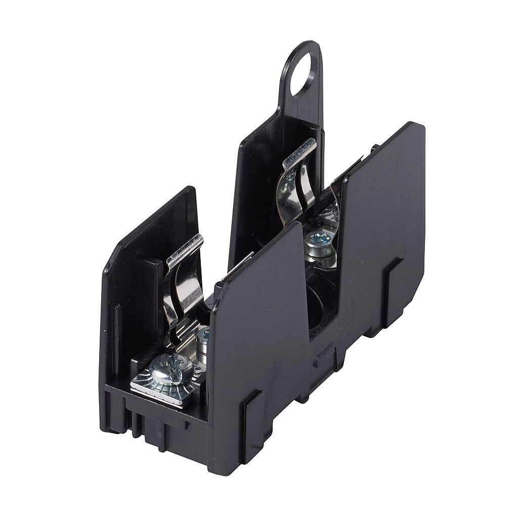 JM60030-1PR - Bussmann modular fuse block, accepts J fuses, 30A, 600V, 1-pole, 18-10 AWG copper only, screw with pressure plate, 35mm DIN rail or panel mount.