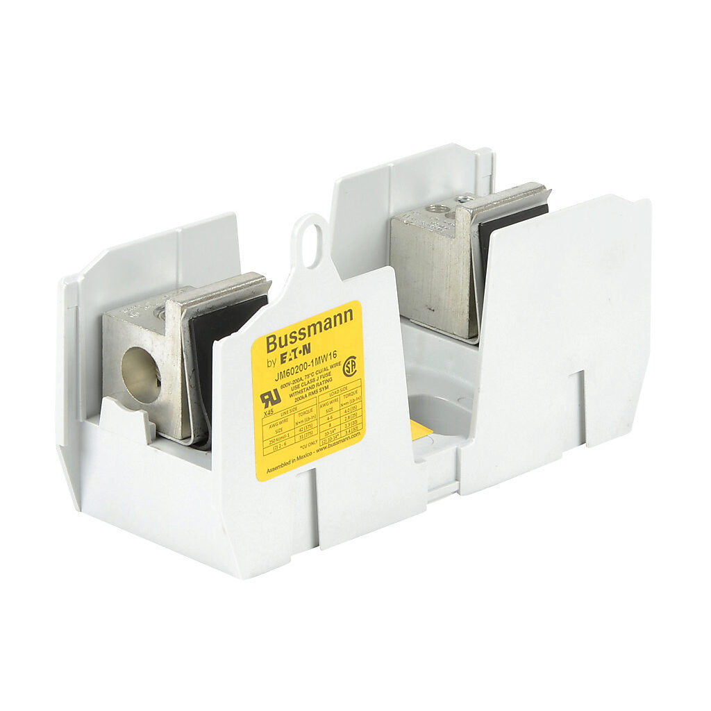 JM60200-1MW16-1 - Bussmann modular power distribution fuse block, multi-wire, accepts J fuses, 200A, 600V, 1-pole, 1 line/6 load opening(s) per pole, box lug, panel mount.