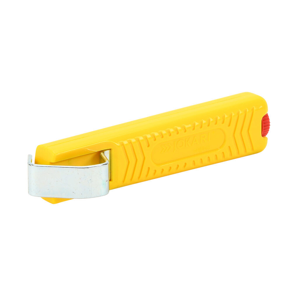 JT10272 - JOKARI heavy duty stripping tool, compatible with round cable, adjustable depth blade, 0.32-1.10in cable stripping capacity. Replacement blade included.