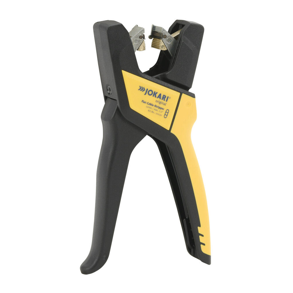 JT20030 - JOKARI automatic stripping tool, compatible with flat cable, non-slip grip, self-adjusting, 0-0.50in cable stripping capacity.