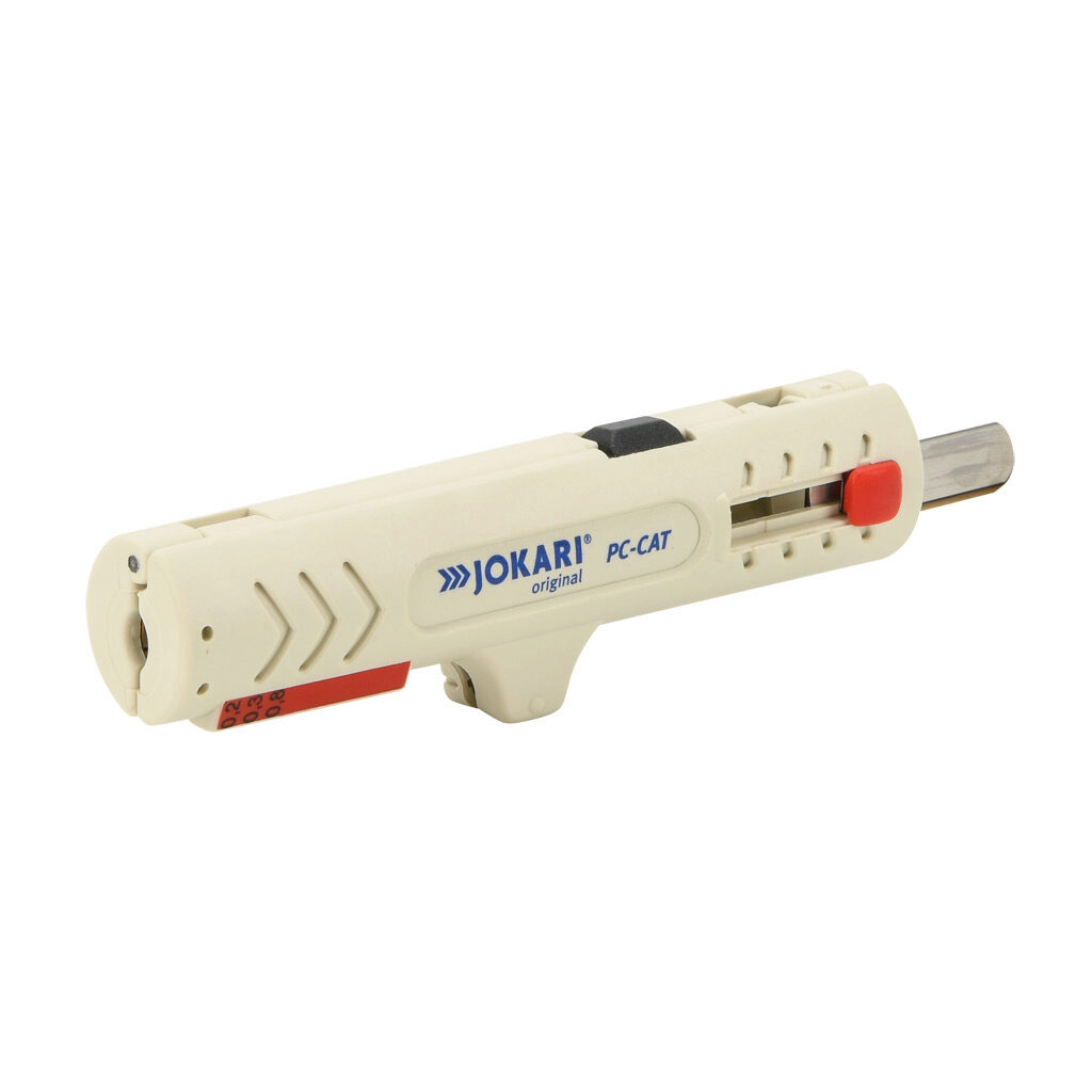 JT30161 - JOKARI multi-purpose cutting and stripping tool, compatible with data & communications cable and round wire, slide-out blade, 0.19-0.38in cable stripping capacity, 24-18 AWG wire stripping capacity.