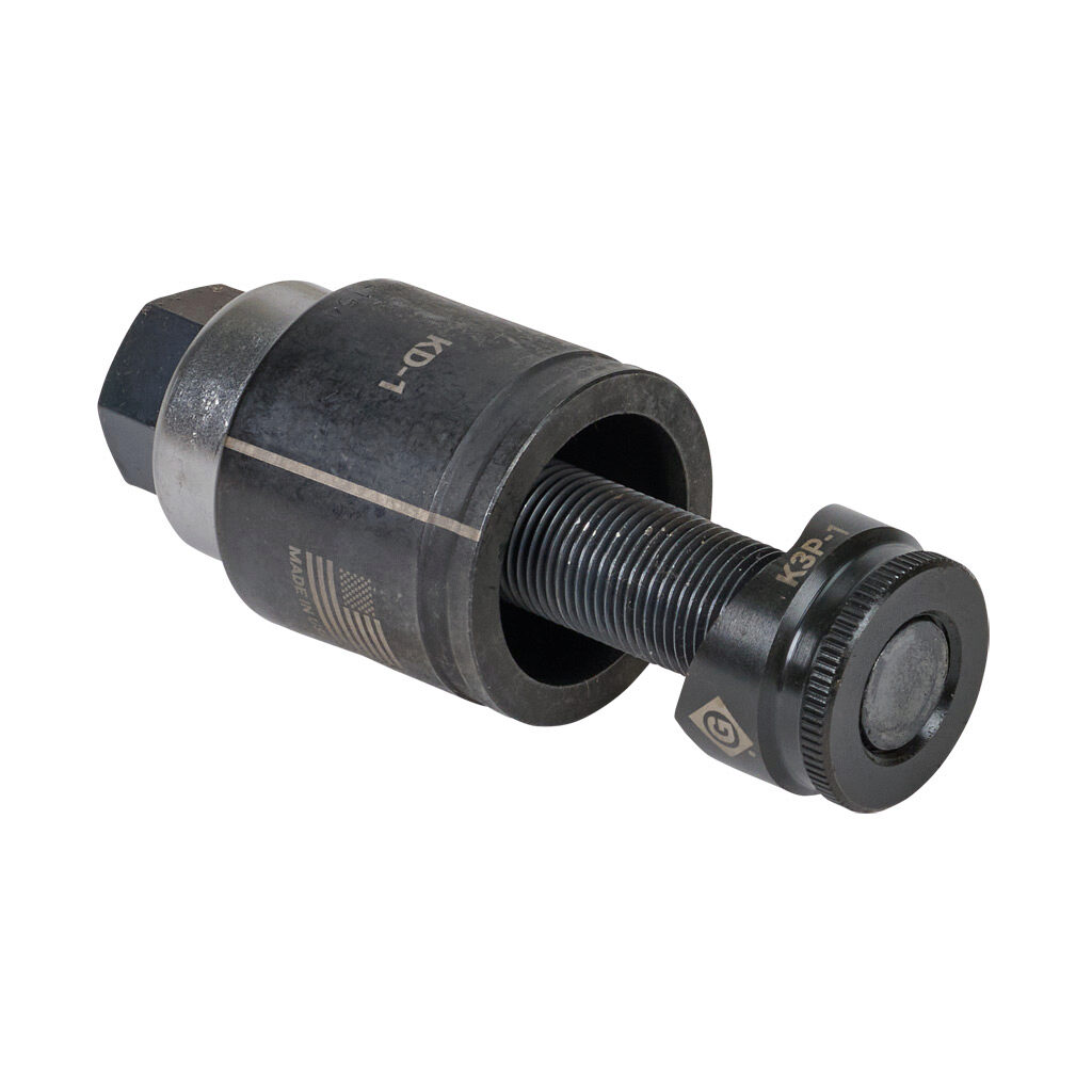 K3BB-1 - Greenlee Standard Round knockout punch and die, 1in conduit. Punch, die and 3/4in draw stud included.