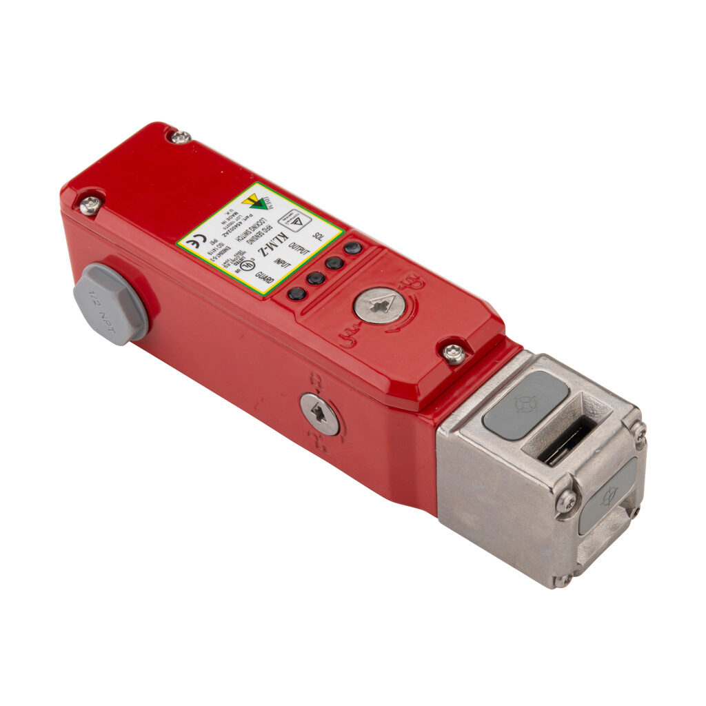 KLM-Z-454002AZ - IDEM safety switch, tongue (key) interlock uniquely coded RFID, solenoid, 24 VDC to unlock, 90-degree adjustable head, 3000N holding force, (1) pair OSSD safety output(s), (2) status monitoring output(s), die-cast aluminum body, (...