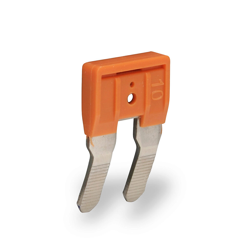 KN-2JCC6 - Konnect-It terminal block jumper, screwless comb type, 2-pole, orange, 57A, 630V. Package of 25. For use with KN-T6 series block.