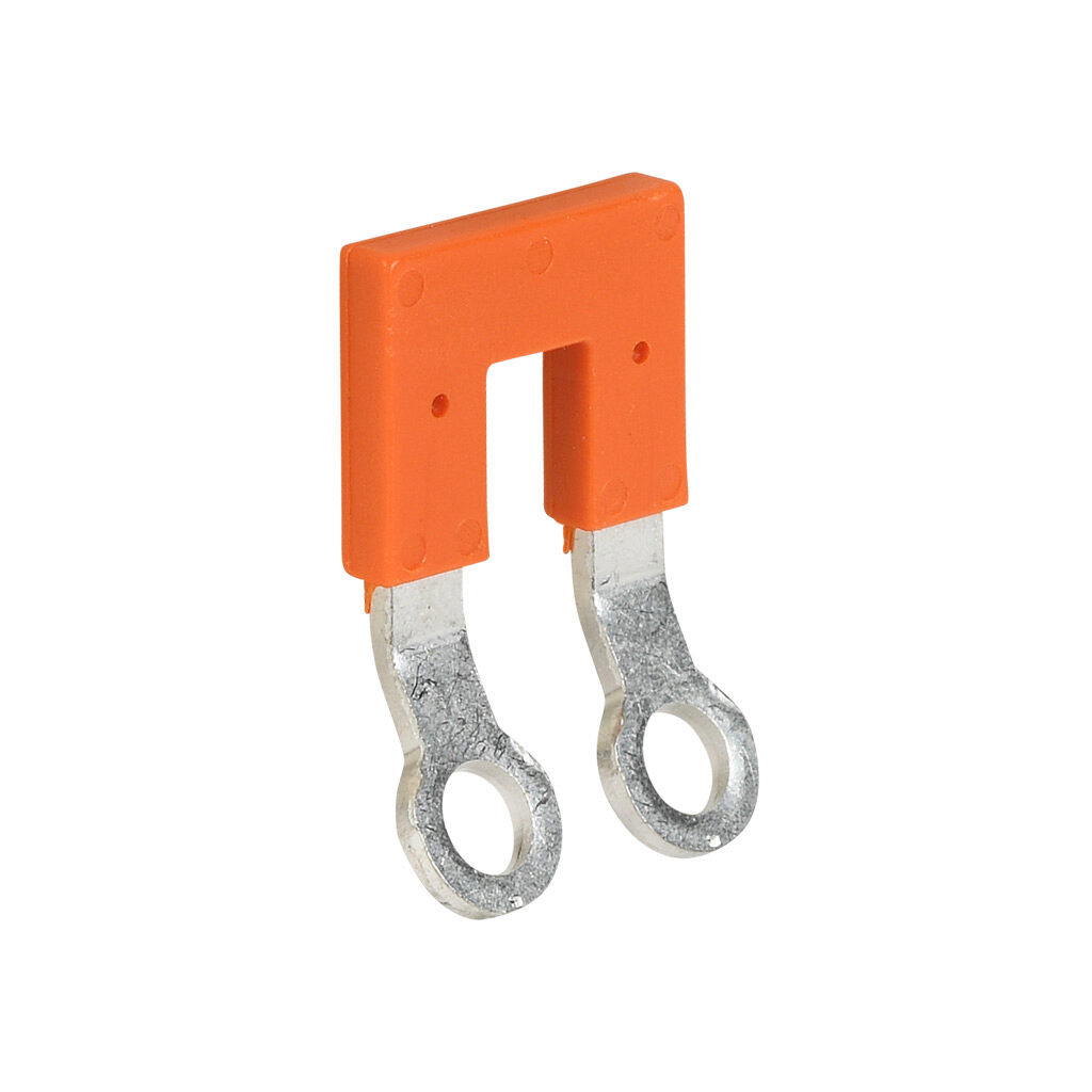KN-2JRNG6 - Konnect-It terminal block jumper, ring-type type, 2-pole, orange, 41A, 600V. Package of 25. For use with KN-RNG6 series blocks.