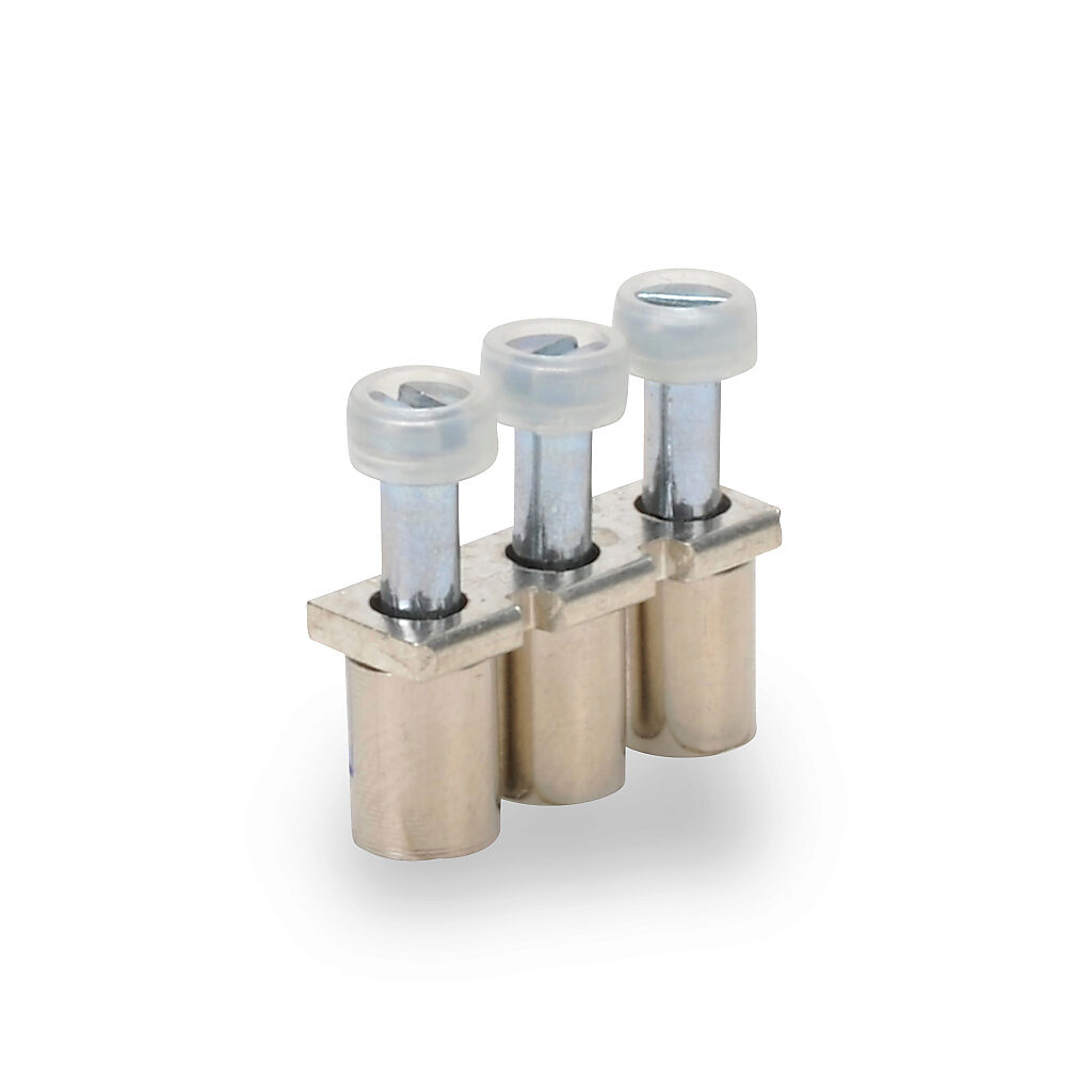 KN-3J1/0 - Konnect-It terminal block jumper, screw-down type, 3-pole, 150A, 1000V. Package of 5. For use with KN-T1/0 series block.