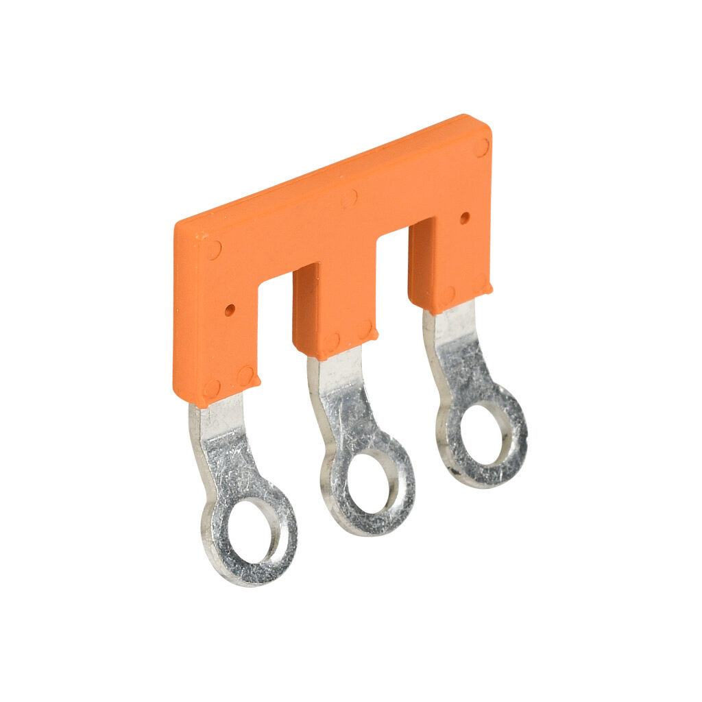 KN-3JRNG6 - Konnect-It terminal block jumper, ring-type type, 3-pole, orange, 41A, 600V. Package of 20. For use with KN-RNG6 series blocks.