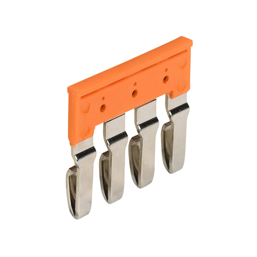 KN-4JFSK5 - Konnect-It terminal block jumper, push-in type, 4-pole, orange, 41A, 300V. Package of 10. For use with KN-FSK5 series blocks.
