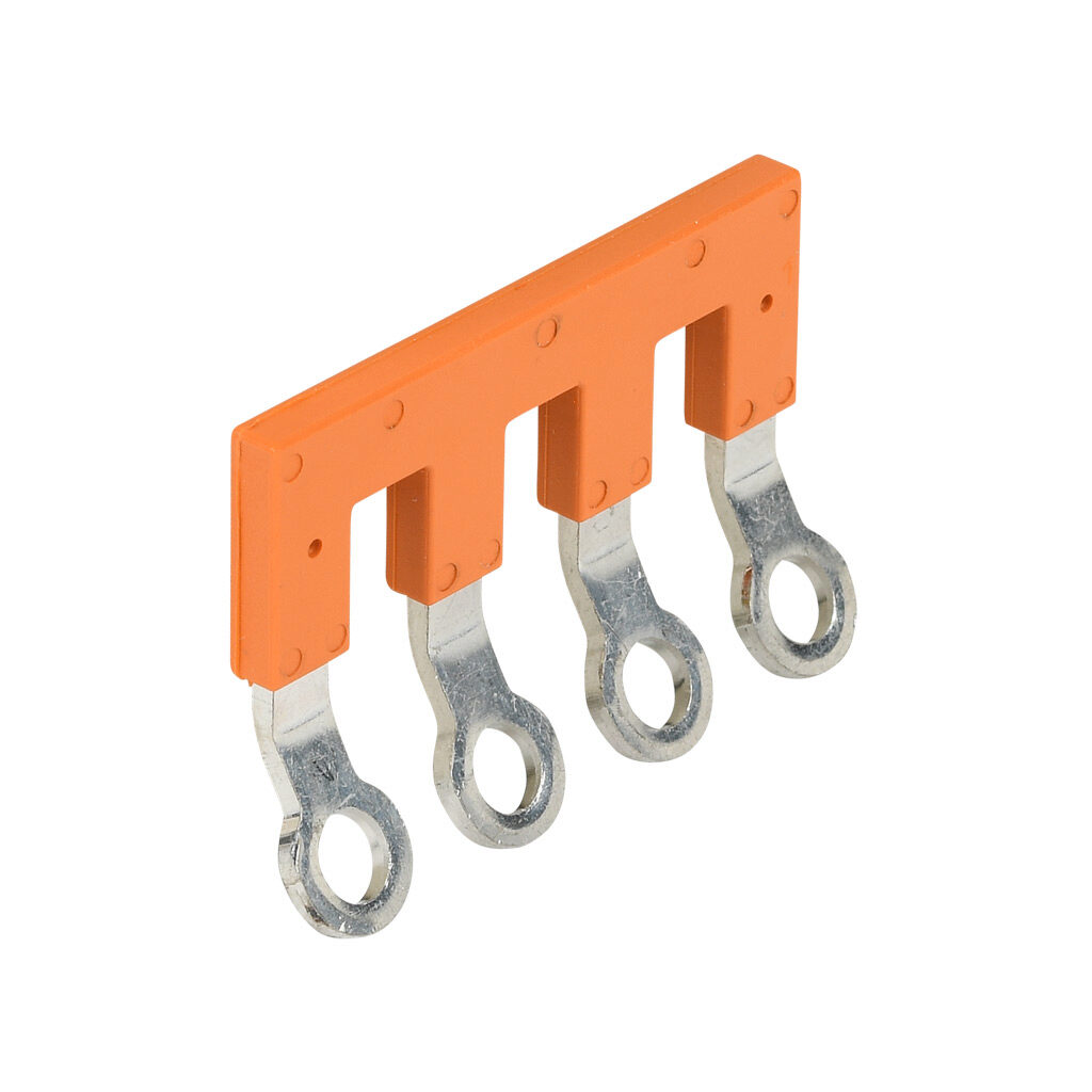 KN-4JRNG6 - Konnect-It terminal block jumper, ring-type type, 4-pole, orange, 41A, 600V. Package of 10. For use with KN-RNG6 series blocks.