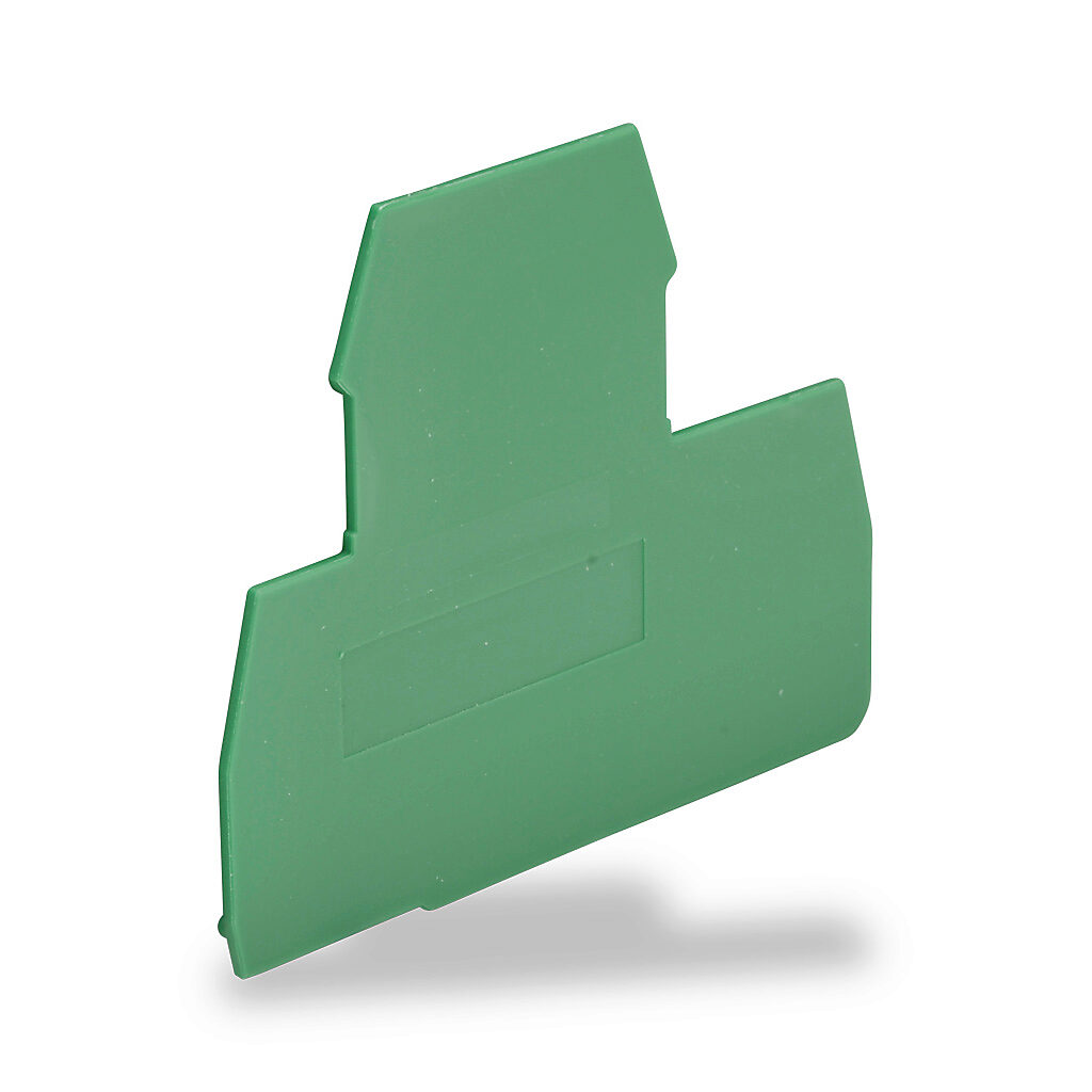 KN-ECDGRN - Konnect-It terminal block end cover, green. Package of 10. For use with KN-D10 or KN-D12 series terminal blocks.