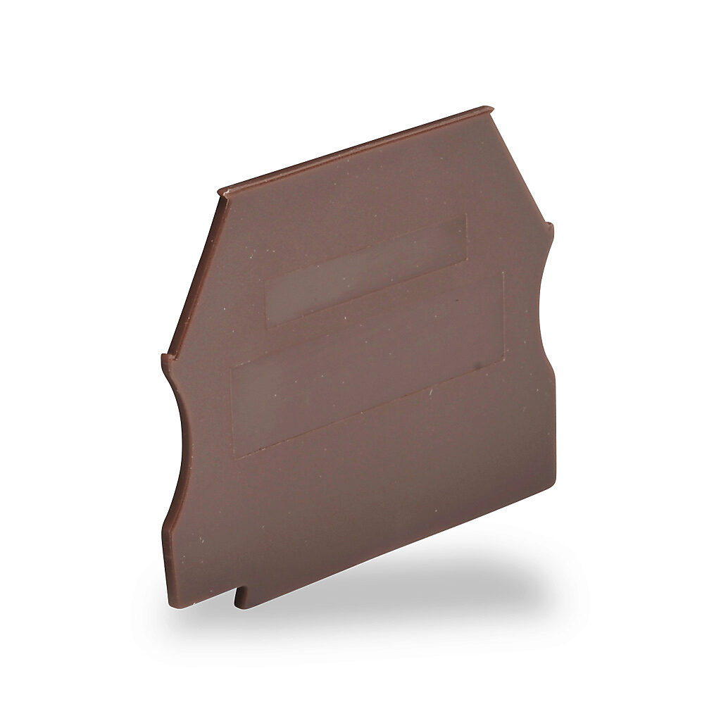 KN-ECT6BRN - Konnect-It terminal block end cover, brown. Package of 10. For use with KN-T12 to KN-T6 series terminal blocks except KN-T12SP4 and KN-T12SP4-25.
