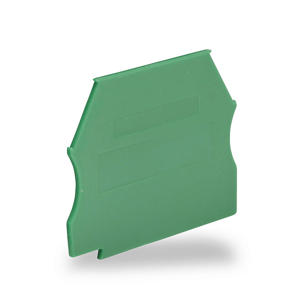 KN-ECT6GRN - Konnect-It terminal block end cover, green. Package of 10. For use with KN-T12 to KN-T6 series terminal blocks except KN-T12SP4 and KN-T12SP4-25.
