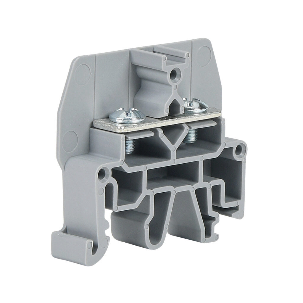 KN-FRK6 - Konnect-It fork feedthrough terminal block, single-level, M3.5 screw, accepts wire size 20-10 AWG, gray, 40A, 600 VAC/VDC, 35mm DIN rail mount. Package of 50.