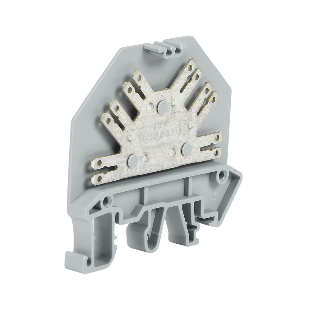 KN-FS4-20 - Konnect-It quick connect feedthrough terminal block, single-level, 12-2.8mm or 6-6.3mm connections, accepts wire size 28-12 AWG, gray, 23A, 600 VAC/VDC, 35mm DIN rail mount. Package of 20.