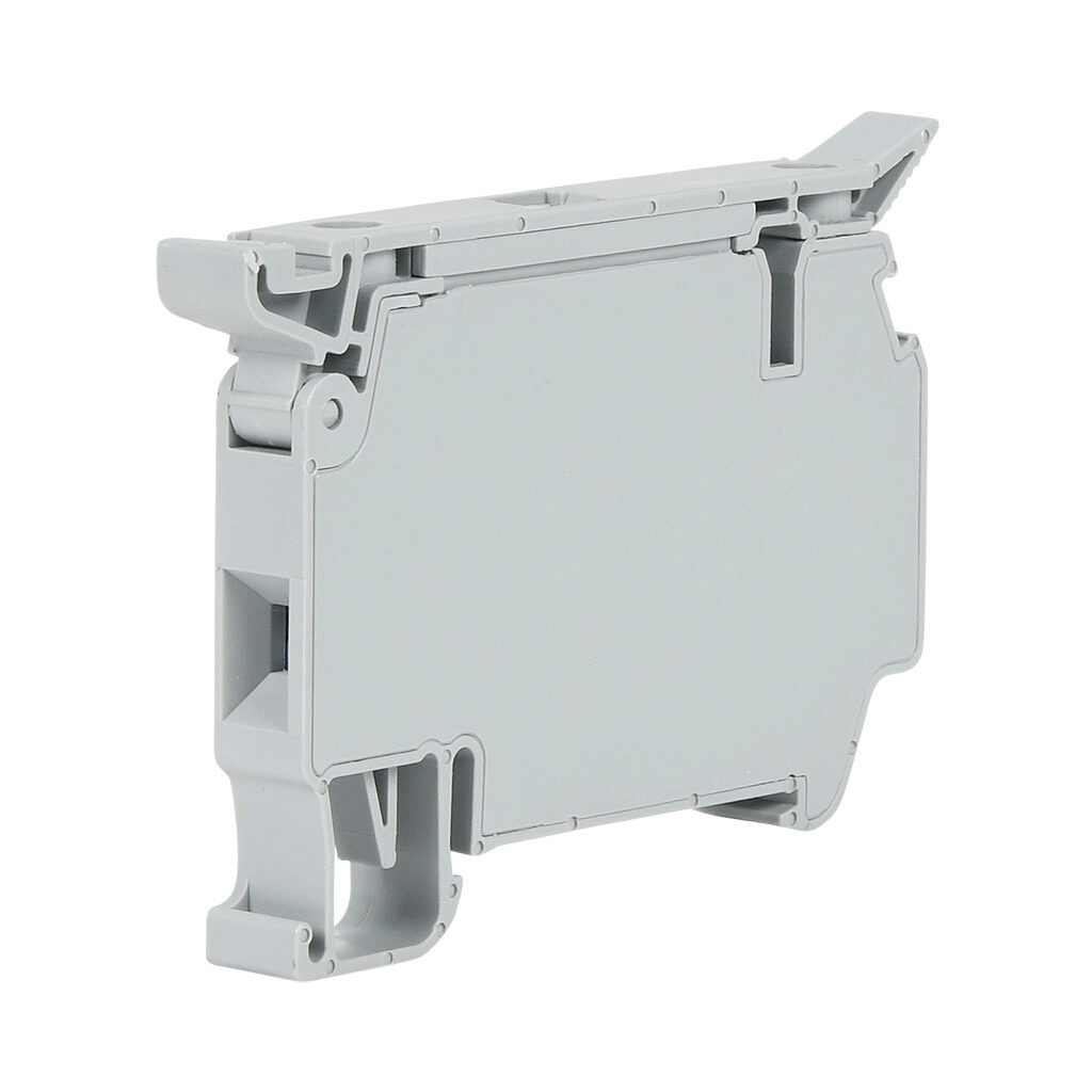 KN-FSK5GRY - Konnect-It screw circuit protection terminal block, single-level, fuse holder, no indicator, accepts wire size 26-10 AWG, gray, 10A, 300 VAC/VDC, 35mm DIN rail mount. Package of 50.