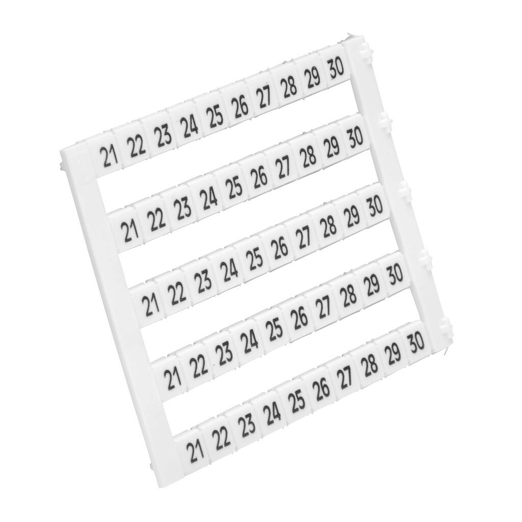 KN-L5-21-30 - Konnect-It marking tag, 5 x 5mm, numbered 21-30 (50 of each number). Package of 500. For use with Konnect-It terminal block.