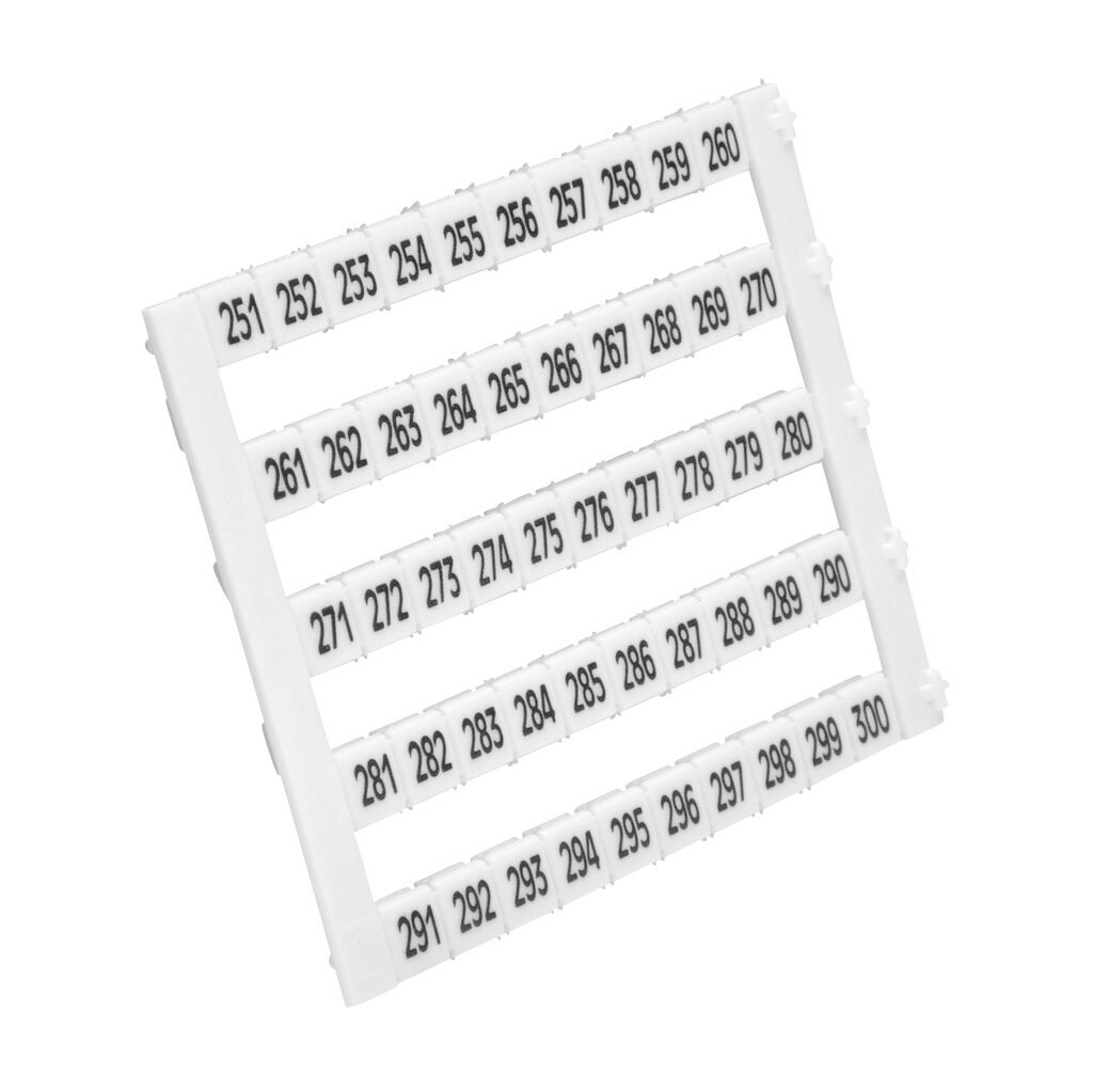 KN-L5-251-300-250 - Konnect-It marking tag, 5 x 5mm, numbered 251-300 (5 of each number). Package of 250. For use with Konnect-It terminal block.