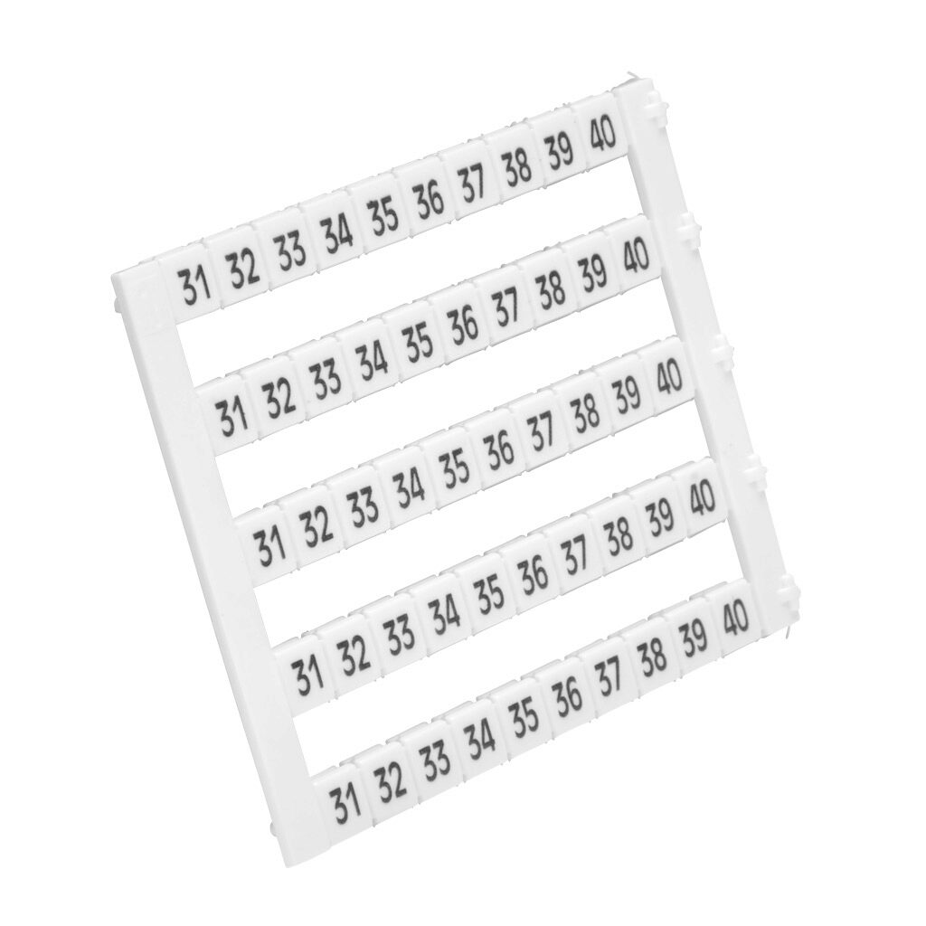 KN-L5-31-40 - Konnect-It marking tag, 5 x 5mm, numbered 31-40 (50 of each number). Package of 500. For use with Konnect-It terminal block.