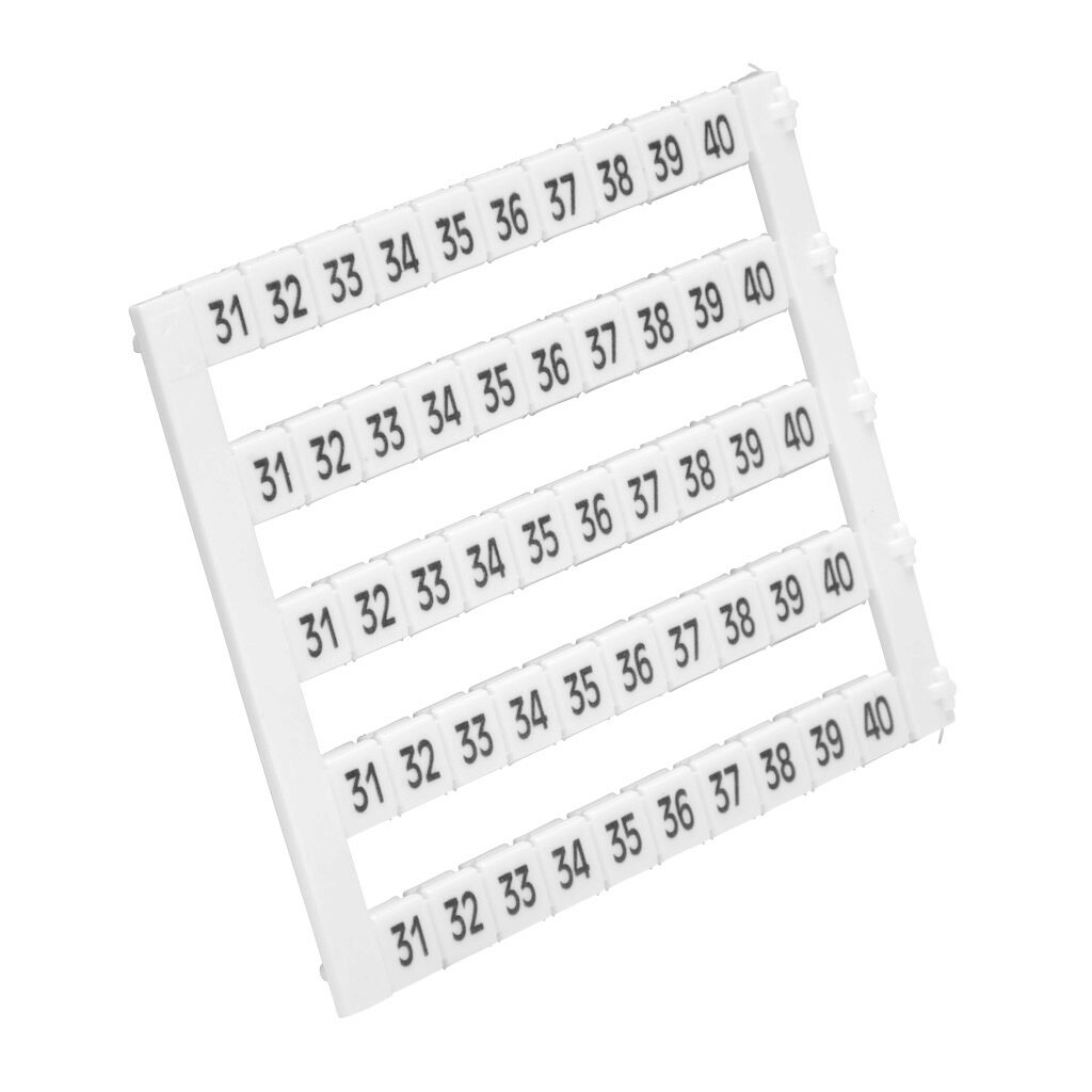 KN-L5-31-40-250 - Konnect-It marking tag, 5 x 5mm, numbered 31-40 (25 of each number). Package of 250. For use with Konnect-It terminal block.