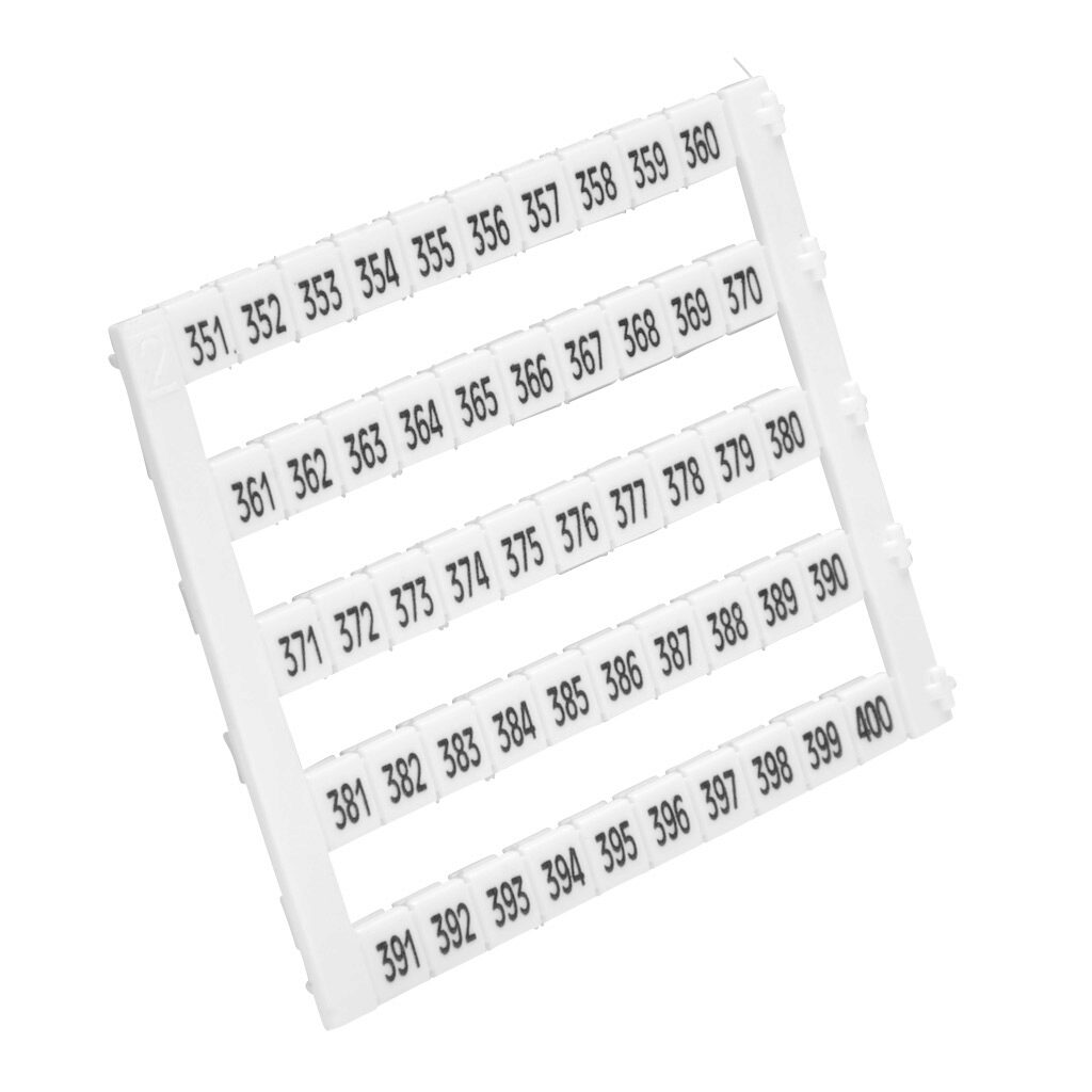 KN-L5-351-400 - Konnect-It marking tag, 5 x 5mm, numbered 351-400 (10 of each number). Package of 500. For use with Konnect-It terminal block.