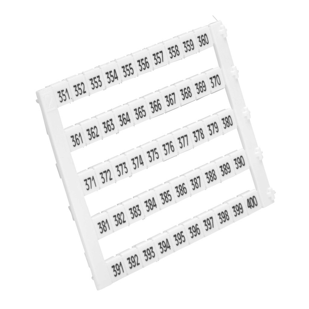 KN-L5-351-400-250 - Konnect-It marking tag, 5 x 5mm, numbered 351-400 (5 of each number). Package of 250. For use with Konnect-It terminal block.