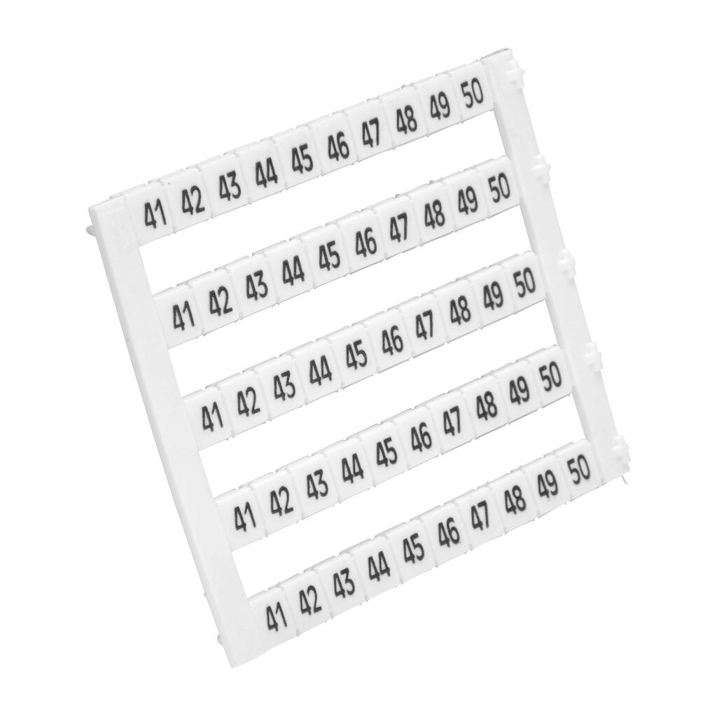KN-L5-41-50-250 - Konnect-It marking tag, 5 x 5mm, numbered 41-50 (25 of each number). Package of 250. For use with Konnect-It terminal block.