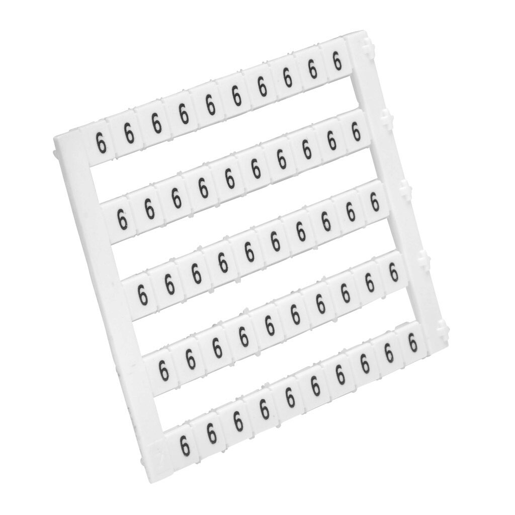 KN-L5-6 - Konnect-It marking tag, 5 x 5mm, single number (6). Package of 500. For use with Konnect-It terminal block.
