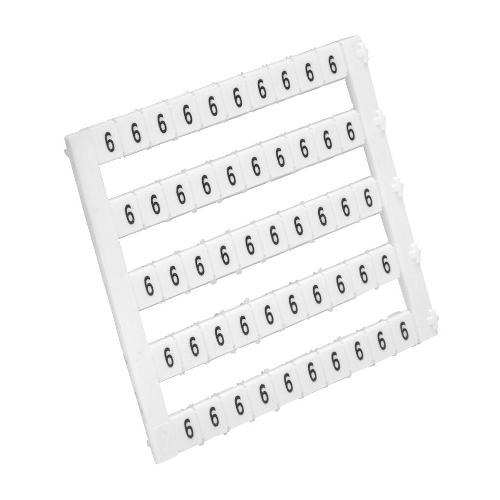 KN-L5-6-250 - Konnect-It marking tag, 5 x 5mm, single number (6). Package of 250. For use with Konnect-It terminal block.