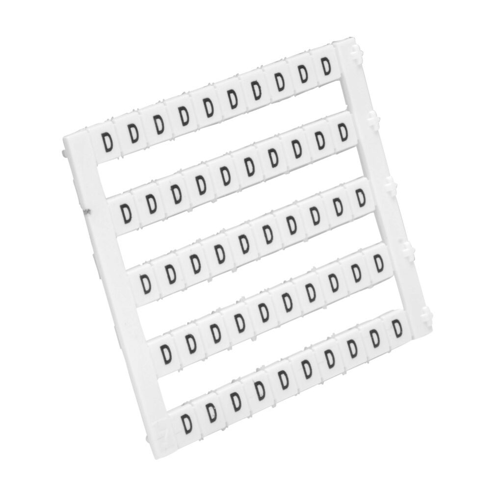 KN-L5-D-250 - Konnect-It marking tag, 5 x 5mm, single character (D). Package of 250. For use with Konnect-It terminal block.