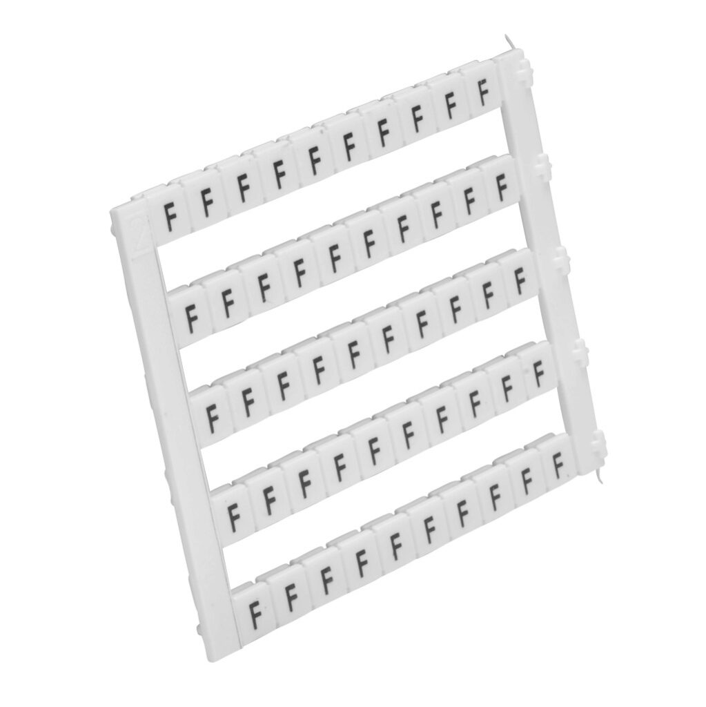 KN-L5-F-250 - Konnect-It marking tag, 5 x 5mm, single character (F). Package of 250. For use with Konnect-It terminal block.