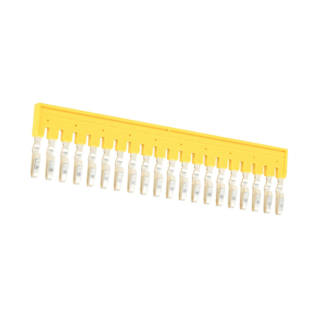 KN-P20J25 - Konnect-It terminal block jumper, push-in type, 20-pole, yellow, 24A, 600V. Package of 10. For use with KN-P25, KN-PD25 or KN-PT25 series blocks.