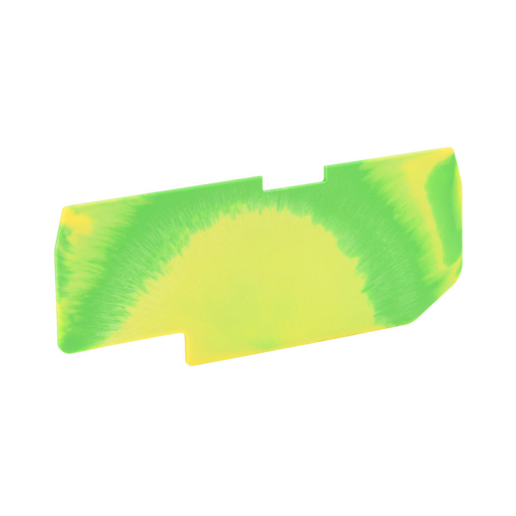 KN-PEC25-25-25 - Konnect-It terminal block end cover, yellow/green. Package of 25. For use with KN-PG25-2-2 series blocks.