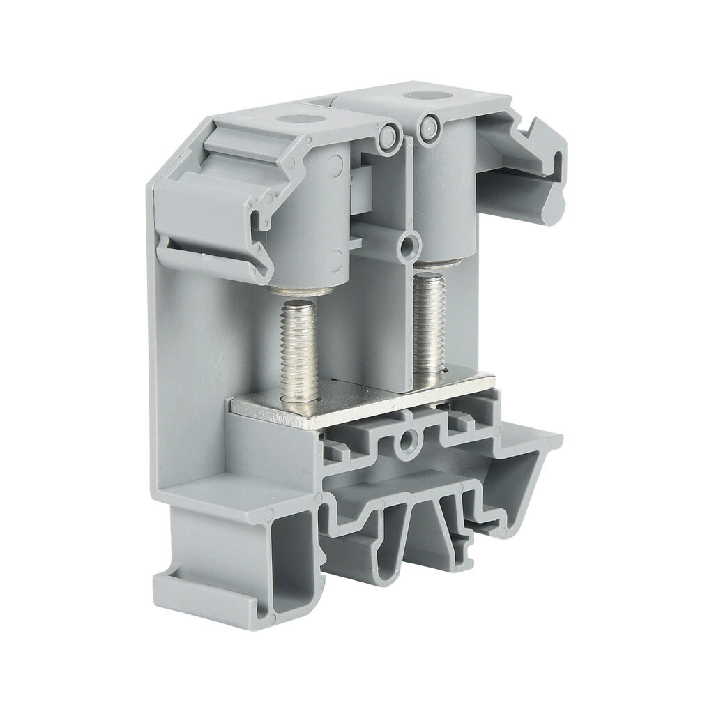 KN-RNG25M5 - Konnect-It ring feedthrough terminal block, single-level, M5 stud, accepts wire size 26-4 AWG, gray, 85A, 600 VAC/VDC, 35mm DIN rail mount. Package of 10.