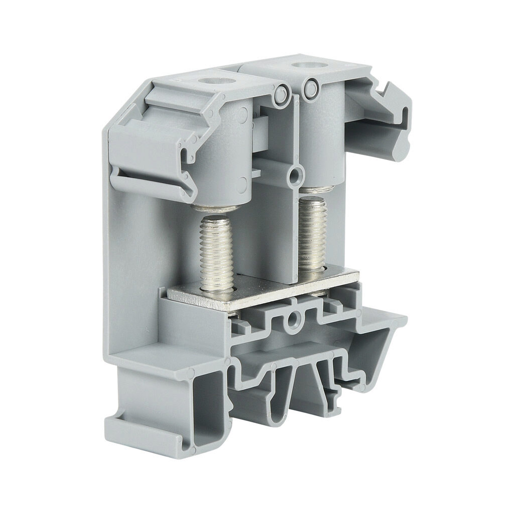 KN-RNG25M6 - Konnect-It ring feedthrough terminal block, single-level, M6 stud, accepts wire size 26-4 AWG, gray, 85A, 600 VAC/VDC, 35mm DIN rail mount. Package of 10.
