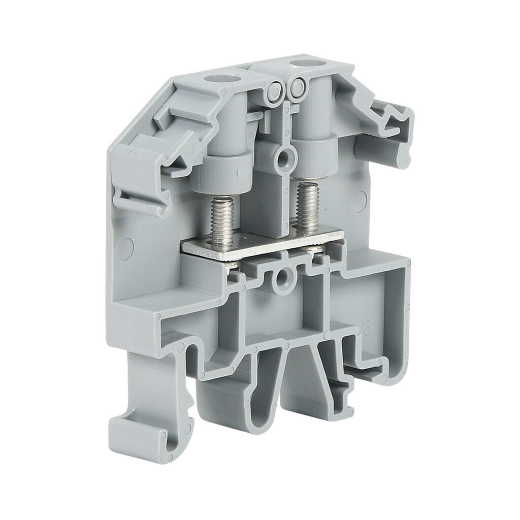 KN-RNG2P5 - Konnect-It ring feedthrough terminal block, single-level, M3 stud, accepts wire size 26-14 AWG, gray, 15A, 600 VAC/VDC, 35mm DIN rail mount. Package of 20.