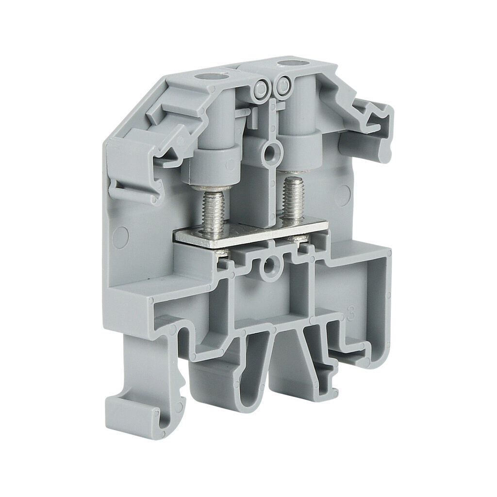KN-RNG2P5TP - Konnect-It ring feedthrough terminal block, single-level, M3 stud, with test point, accepts wire size 26-14 AWG, gray, 15A, 600 VAC/VDC, 35mm DIN rail mount. Package of 20.