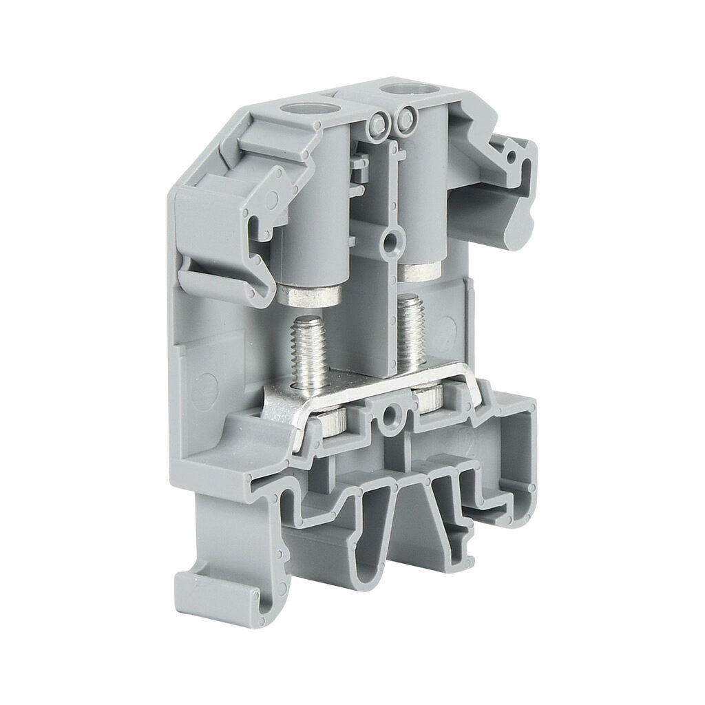 KN-RNG6 - Konnect-It ring feedthrough terminal block, single-level, M4 stud, accepts wire size 22-8 AWG, gray, 45A, 600 VAC/VDC, 35mm DIN rail mount. Package of 40.