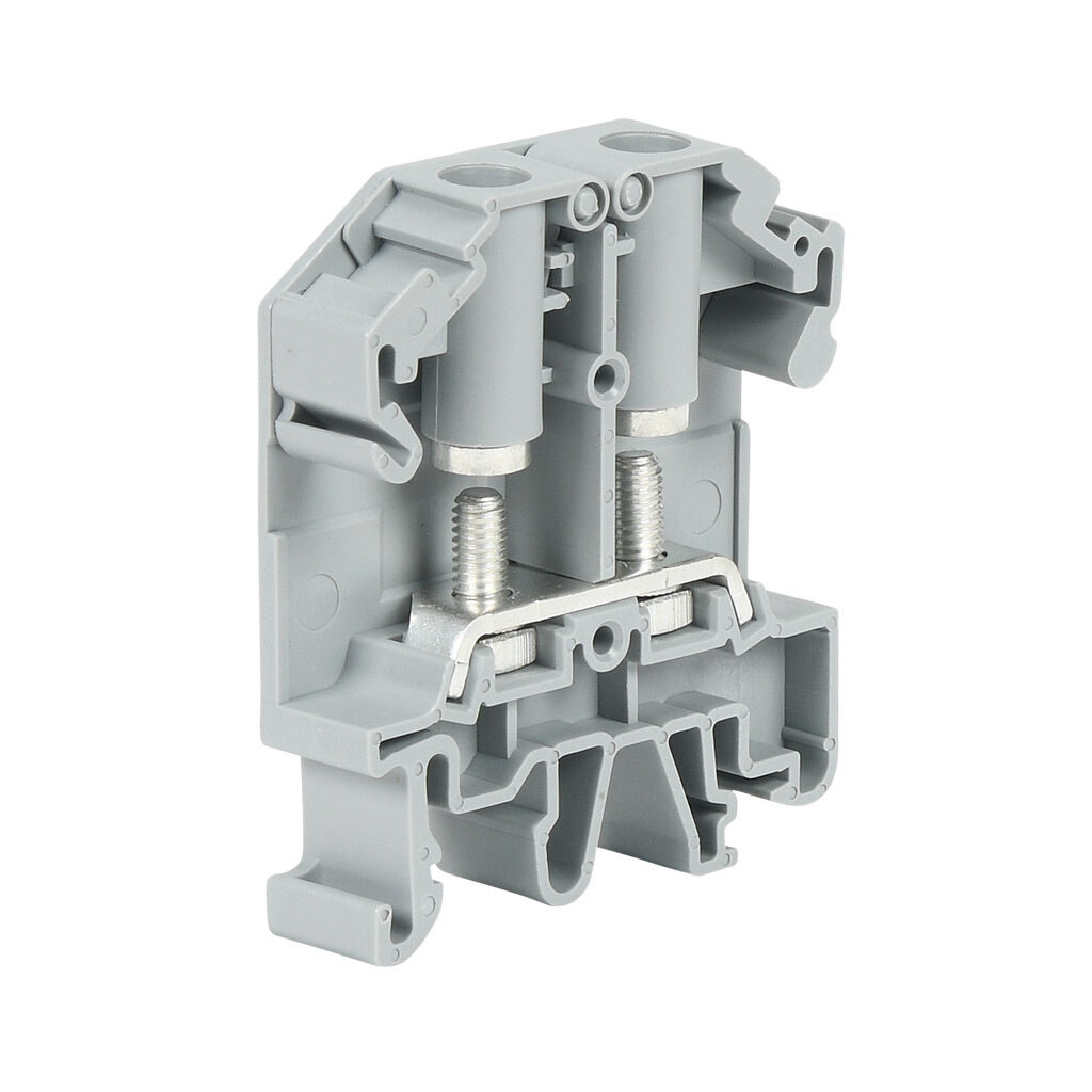 KN-RNG6-20 - Konnect-It ring feedthrough terminal block, single-level, M4 stud, accepts wire size 22-8 AWG, gray, 45A, 600 VAC/VDC, 35mm DIN rail mount. Package of 20.