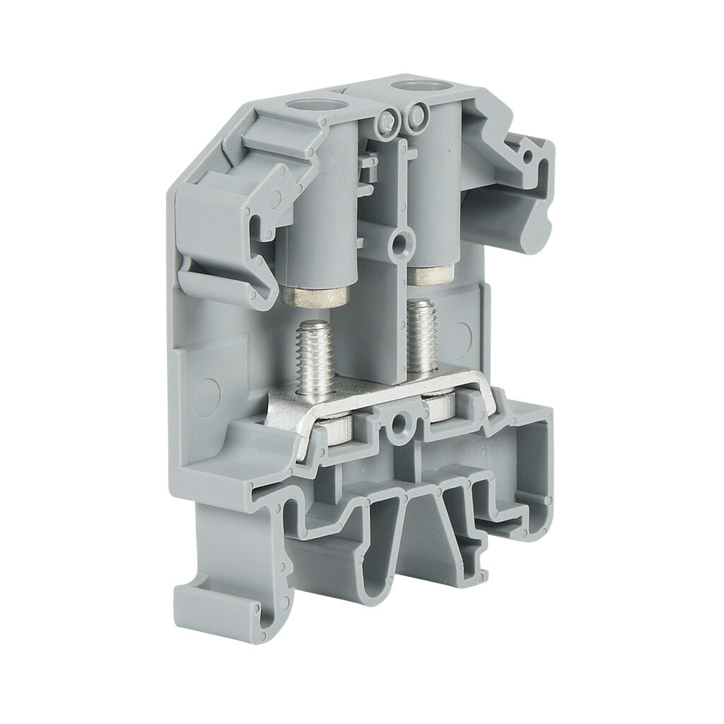 KN-RNG6TP - Konnect-It ring feedthrough terminal block, single-level, M4 stud, with test point, accepts wire size 22-8 AWG, gray, 45A, 600 VAC/VDC, 35mm DIN rail mount. Package of 40.