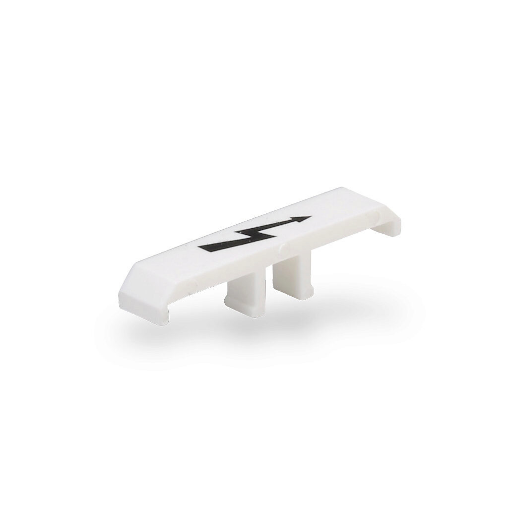 KN-TC-1S - Konnect-It terminal block top cover, white, printed electrical symbol. Package of 25. For use with KN-T12 to KN-T6 series terminal blocks except KN-T12SP4 and KN-T12SP4-25.