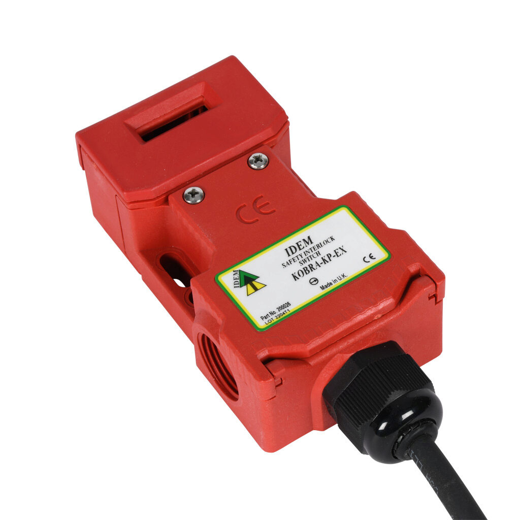 KP-EX-200026 - IDEM safety switch, tongue (key) interlock, hazardous location rated, 180-degree adjustable head, (2) N.C. safety output(s), (2) N.O. monitoring output(s), 58 x 100 x 34mm, plastic body, plastic head.