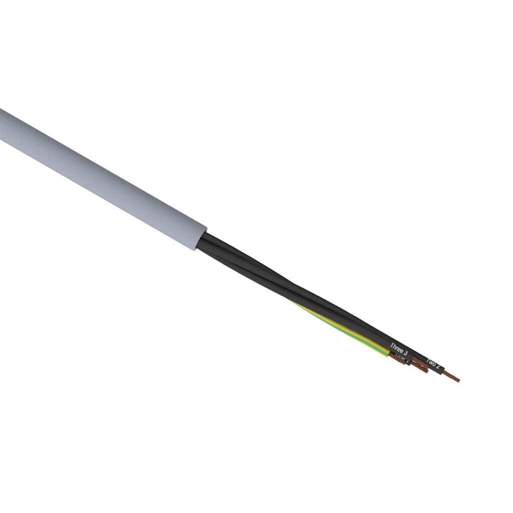 L600604-1 - Lapp OLFLEX 190 flexible control cable, unshielded, 4 conductors (includes ground), 6 AWG, bare copper, PVC conductor insulation material, black with white numbers and green/yellow ground, thermoplastic polymer jacket, gray, cut to len...