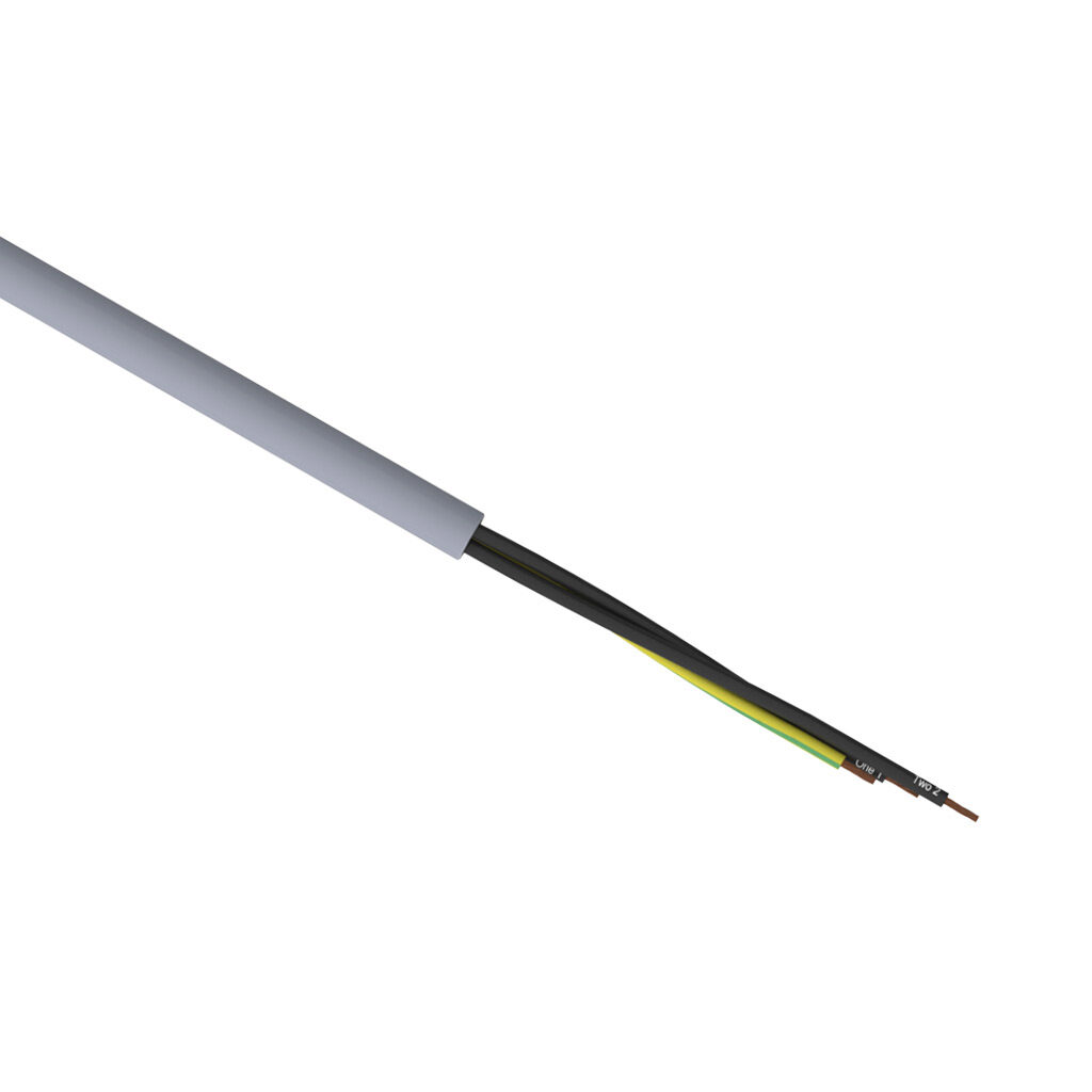 L601003-1 - Lapp OLFLEX 190 flexible control cable, unshielded, 3 conductors (includes ground), 10 AWG, bare copper, PVC conductor insulation material, black with white numbers and green/yellow ground, thermoplastic polymer jacket, gray, cut to le...