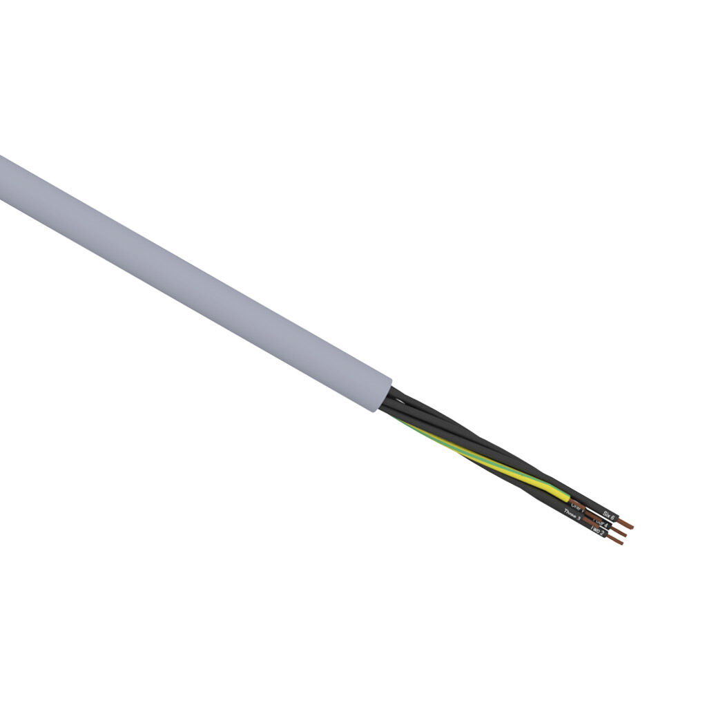 L601207-1 - Lapp OLFLEX 190 flexible control cable, unshielded, 7 conductors (includes ground), 12 AWG, bare copper, PVC conductor insulation material, black with white numbers and green/yellow ground, thermoplastic polymer jacket, gray, cut to le...