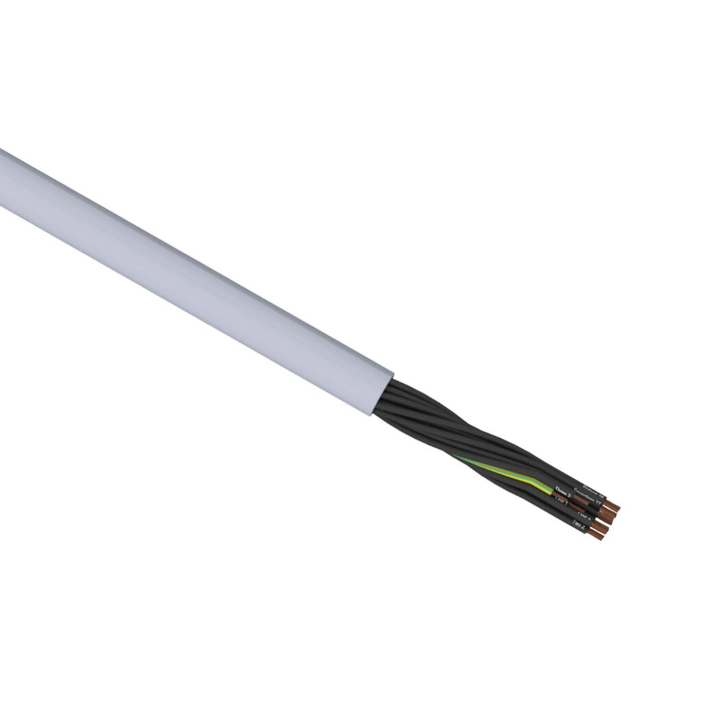 L601818-1 - Lapp OLFLEX 190 flexible control cable, unshielded, 18 conductors (includes ground), 18 AWG, bare copper, PVC conductor insulation material, black with white numbers and green/yellow ground, thermoplastic polymer jacket, gray, cut to l...